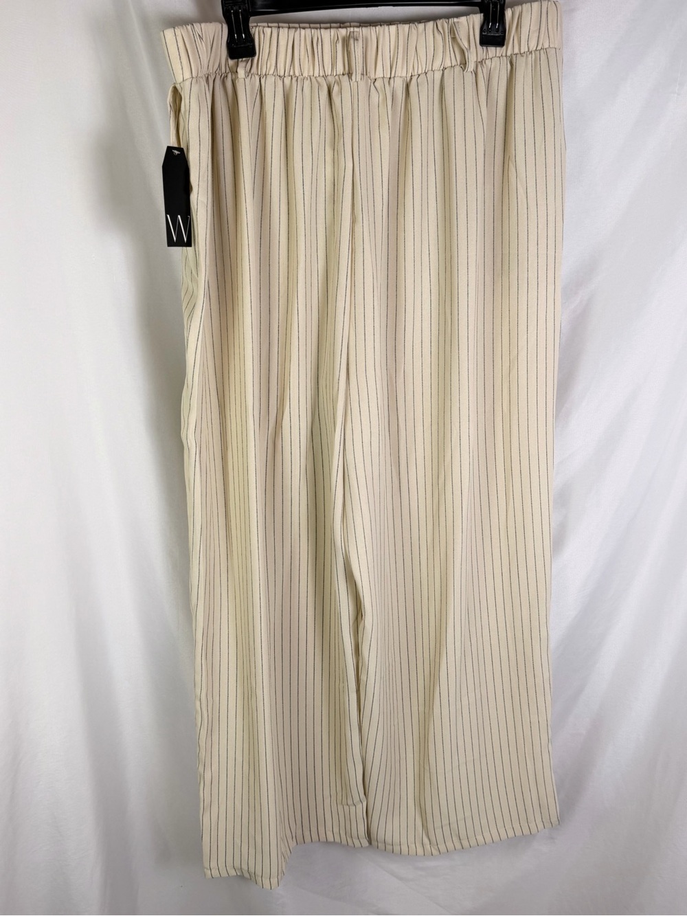 Wrapper NWT Cream Pinstripe Wide Leg Pull-On Pants 2X High Rise Office Casual - Picture 4 of 6